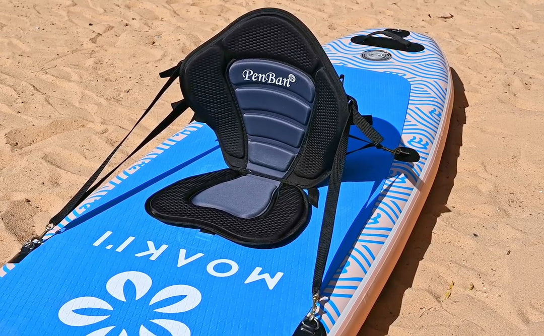 Moaki'i Trekker 10'4" with an optional kayak seat attached for hybrid seated paddling.