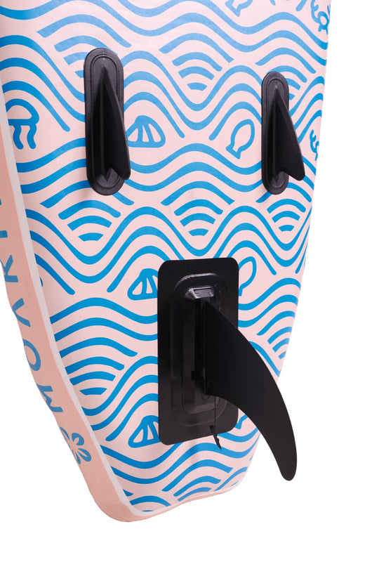 Underside view of the Trekker's tail featuring three tracking fins for improved straight-line stability.
