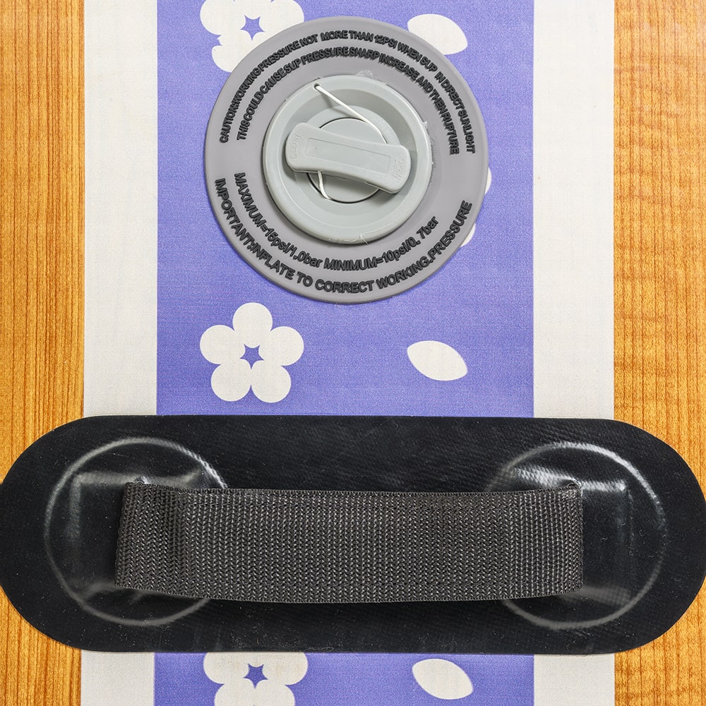 Close-up of the Pathfinder's high-pressure H3 inflation valve and heavy-duty reinforced center carry handle