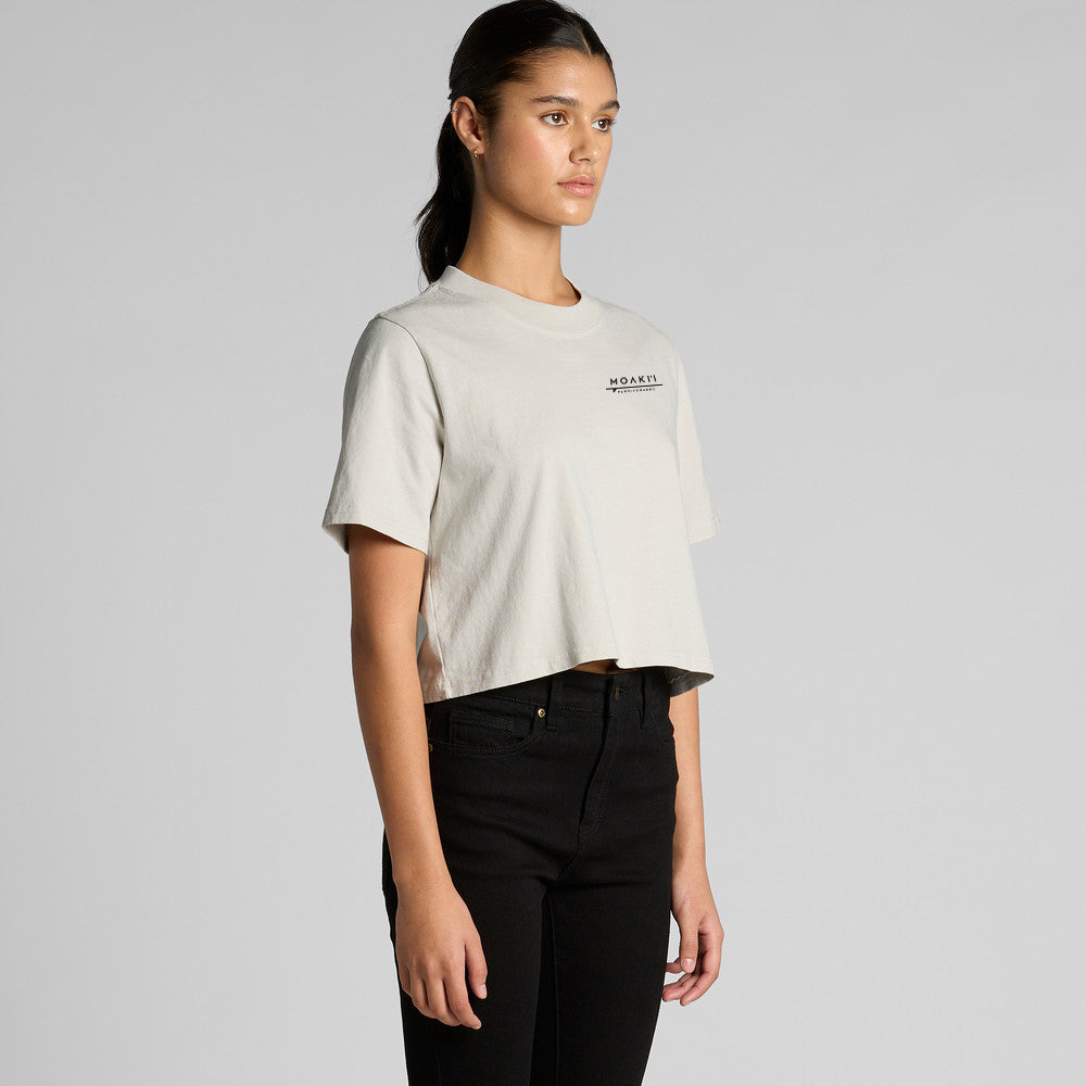 Moaki'i Women's Heavy Faded Crop Top - Faded Bone