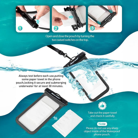 Waterproof Phone Pouch - 2 Pack (Black/Green) image 4