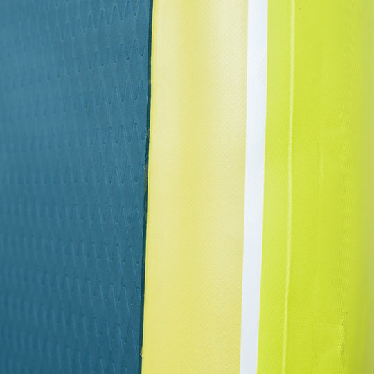 Side profile of the Trekker showing its vibrant color scheme and rail construction
