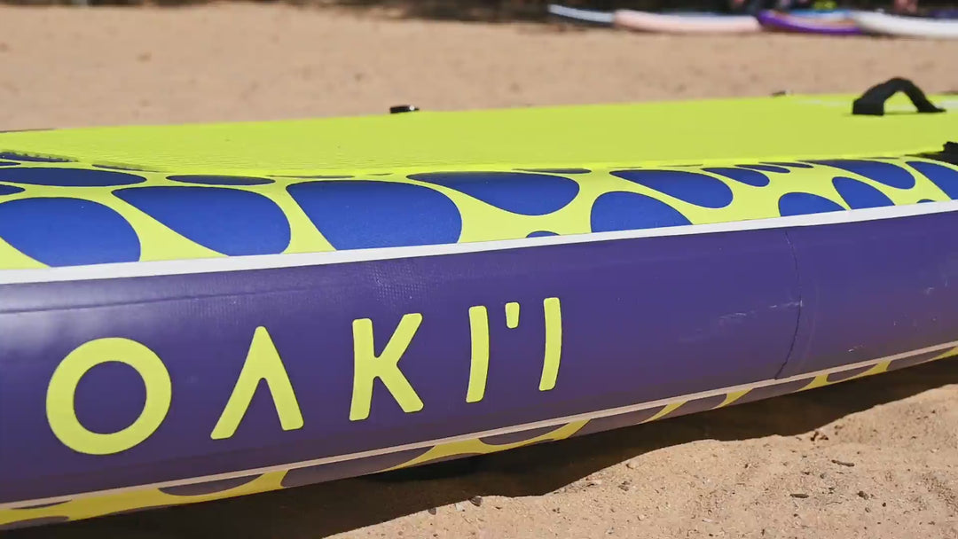 Video showing the Moaki'i signature logo on the side rail of the Trekker paddleboard.